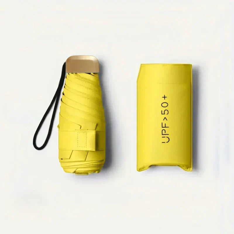 Ultra-Light UV Protection Umbrella - Compact, Foldable Design with Stainless Steel Handle for Sun & Rain, Durable 190T Canopy